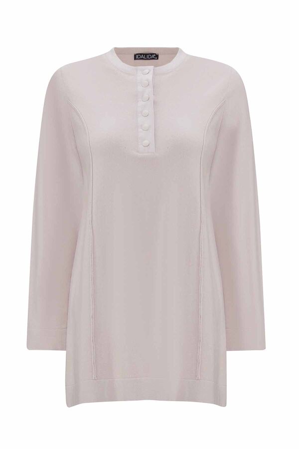 Yakası Düğmeli Triko Stone Tunik - 1