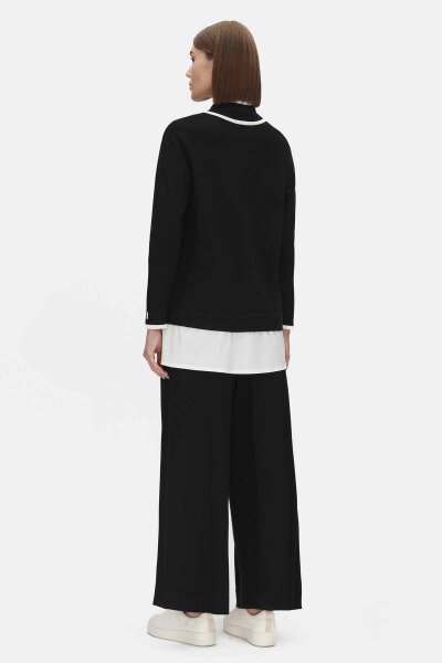 Yakası Büzgülü Cepli Triko Siyah Tunik - MISS DALIDA (1)