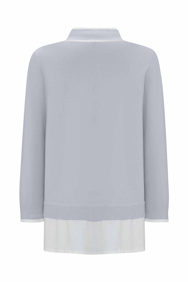 T25PF-6008 Yakası Büzgülü Cepli Triko Tunik GREY - 2