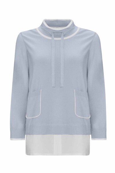 T25PF-6008 Yakası Büzgülü Cepli Triko Tunik GREY 