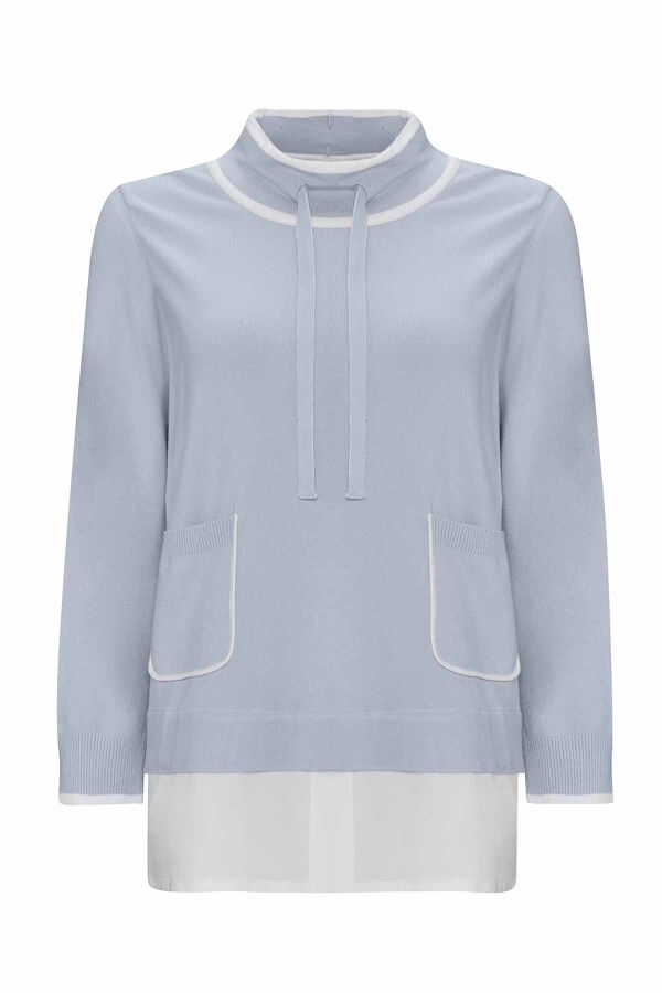 T25PF-6008 Yakası Büzgülü Cepli Triko Tunik GREY - 1