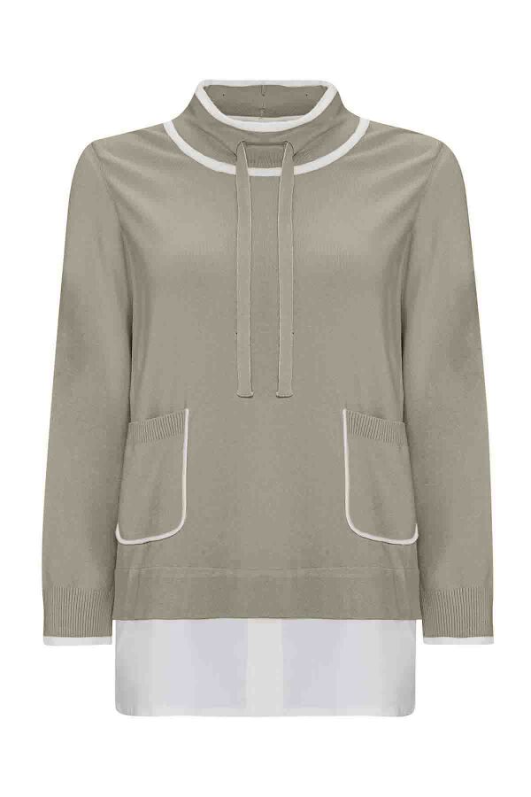 T25PF-6008 Yakası Büzgülü Cepli Triko Tunik KÜF - 1