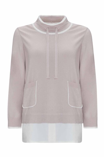 T25PF-6008 Yakası Büzgülü Cepli Triko Tunik STONE 