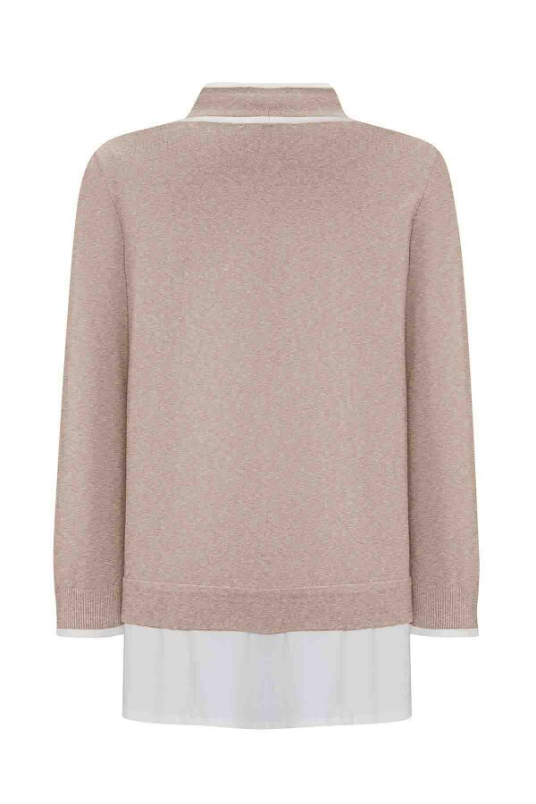 T25PF-6008 Yakası Büzgülü Cepli Triko Tunik VİZON - 2