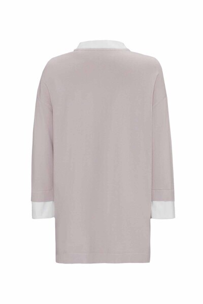 T25PF-6009 CepKapakları Poplin Triko Tunik STONE - 2