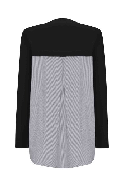 T25PF-6010 Düğmeleri ve Sırtı Poplin Triko Tünik BLACK - 2