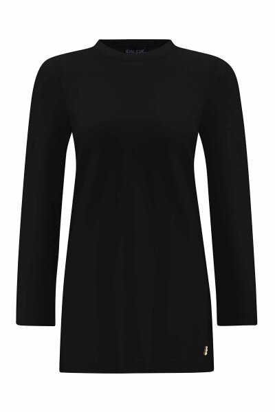 Yanları Yırtmaçlı Triko Siyah Tunik 