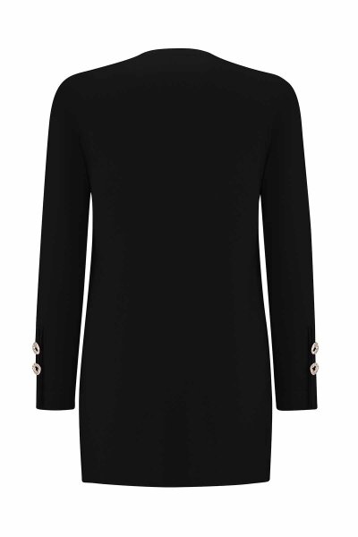 Yanları Yırtmaçlı Triko Siyah Tunik - 2