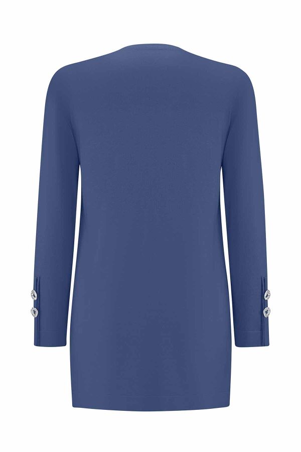 Yanları Yırtmaçlı Triko Indigo Tunik - 2