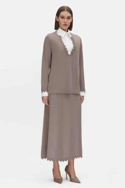 Kısa Kollu Triko Vizon Tunik - 1