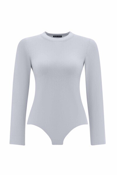 Touch Me Yuvarlak Yaka Gri Bodysuit 