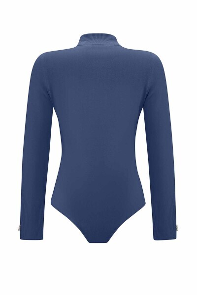 T25PF-6016 Touch Me Dik Yaka Bodysuit İNDİGO - 2