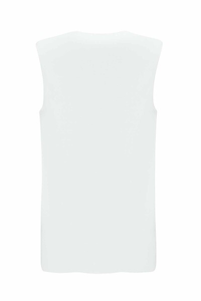 V Yaka Kolsuz Triko Ekru Tunik - 2