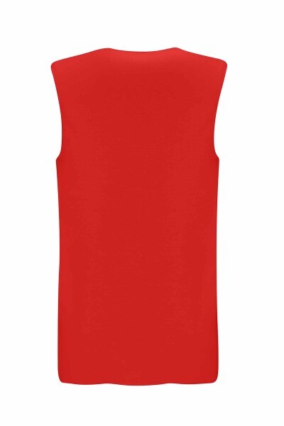 V Yaka Kolsuz Triko Kırmızı Tunik - 2