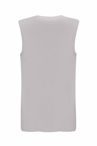 V Yaka Kolsuz Triko Gri Tunik - 2