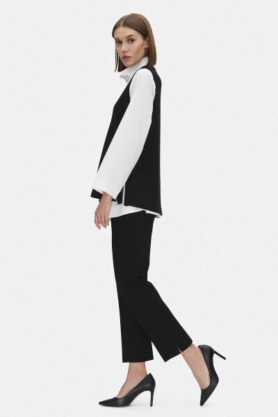 T25PF-6017 V Yaka Kolsuz Triko Tunik BLACK - 2