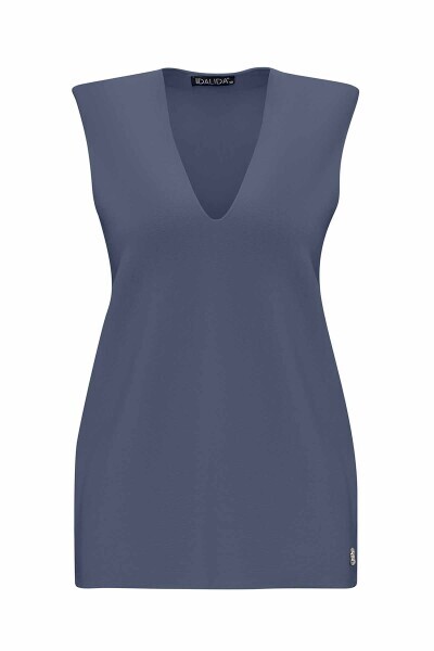 T25PF-6017 V Yaka Kolsuz Triko Tunik BT9-NAVY BLUE - 1