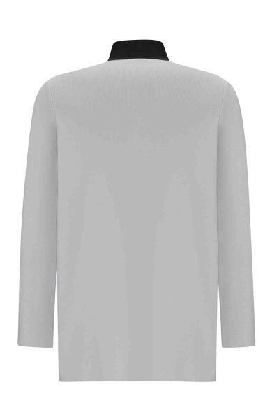 Dik Poplin Yaka Triko Siyah Tunik - 4