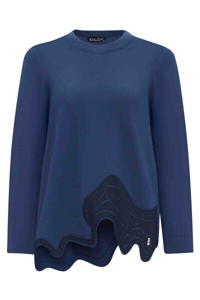 T25PF-6020 Asimetrik Denim Detaylı Triko Tunik 1084-CACAO - 1