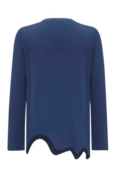 Asimetrik Denim Detaylı Triko Cacao Tunik - 2