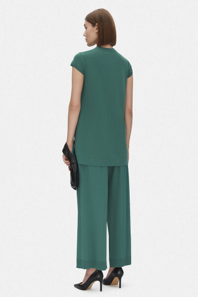 Bol Paça Triko Yeşil Pantolon - 3