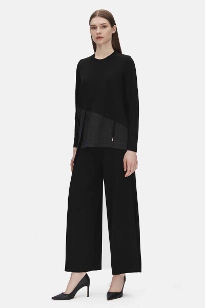 Bol Paça Triko Siyah Pantolon - 2