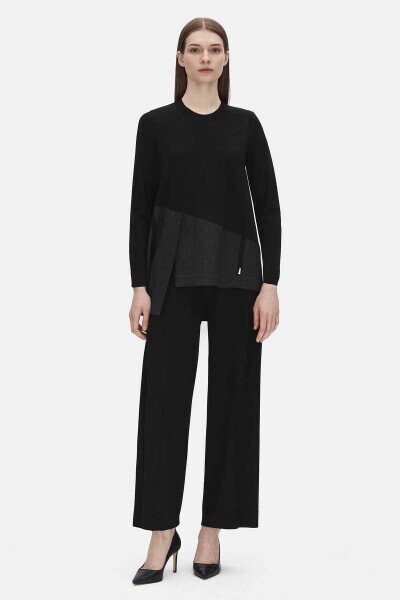 Bol Paça Triko Siyah Pantolon 