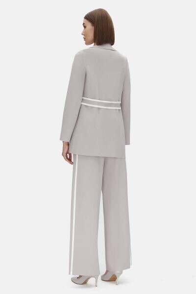 Yanları Beyaz Bol Paça Gri Pantolon - 3