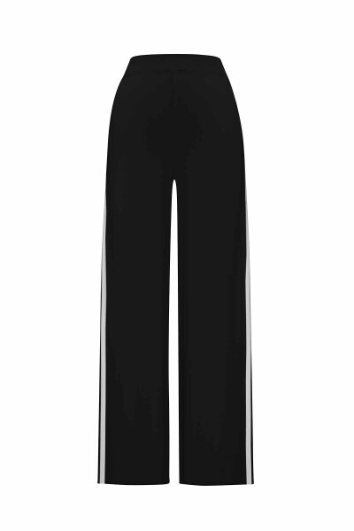 T25PF-7002 Yanları Beyaz Bol Paça Pantolon BLACK - MISS DALIDA (1)