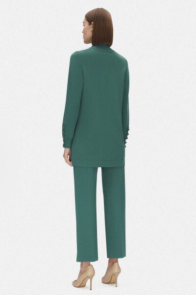 Boru Paça Triko Yeşil Pantolon - 2
