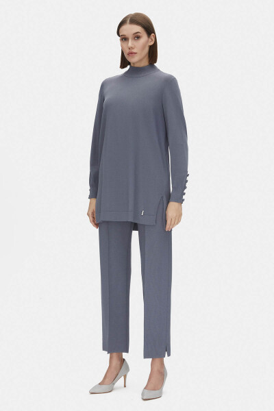 Boru Paça Triko Gri Pantolon - MISS DALIDA