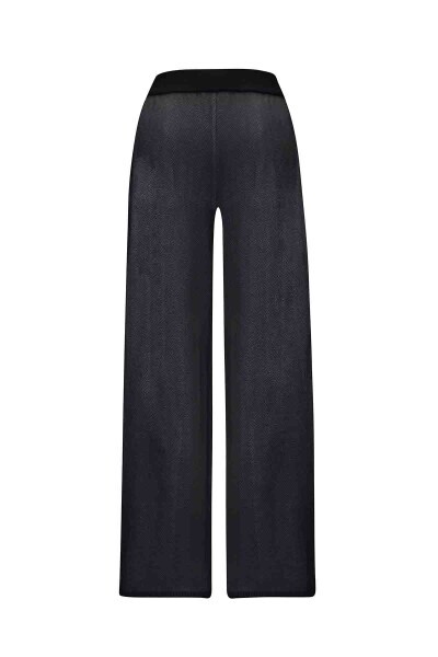 T25PF-7006 Touche Me Doku Desenli Bol Paça Pantolon BLACK - 2
