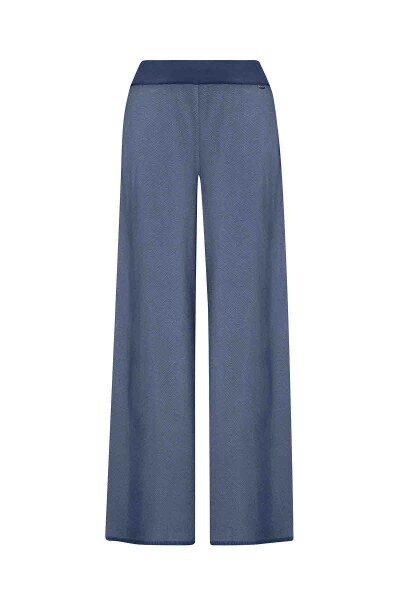 Touche Me Doku Desenli Bol Paça Lacivert Pantolon - 1