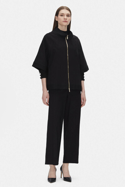 Bol Paça Kumaş Siyah Pantolon - MISS DALIDA