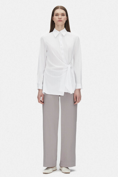 Bol Paça Kumaş Vizon Pantolon - 1