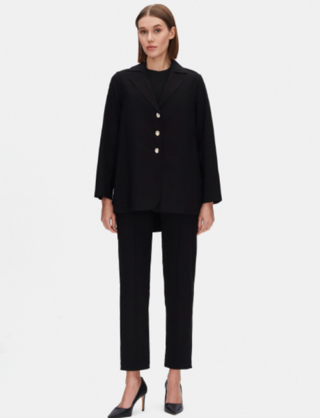 T25PF-7009 Boru Paça Triko Pantolon BLACK - MISS DALIDA