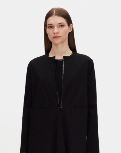 T25PF-8004 Yakası Pul Detaylı Ceket BLACK - 2