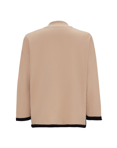 T25PF-8008 Dik Yaka Fermuarlı Triko Ceket CAMEL - 2