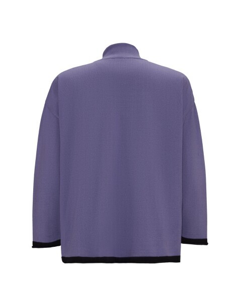 Dik Yaka Fermuarlı Triko Lilac Ceket - 2