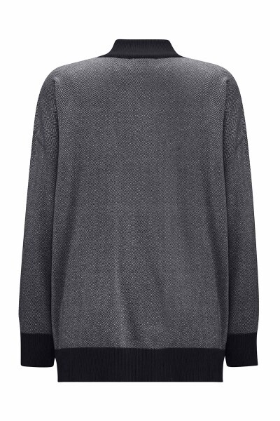 T25PF-8009 Dik Yaka Fermuarlı Cepli Triko Ceket BLACK - MISS DALIDA (1)