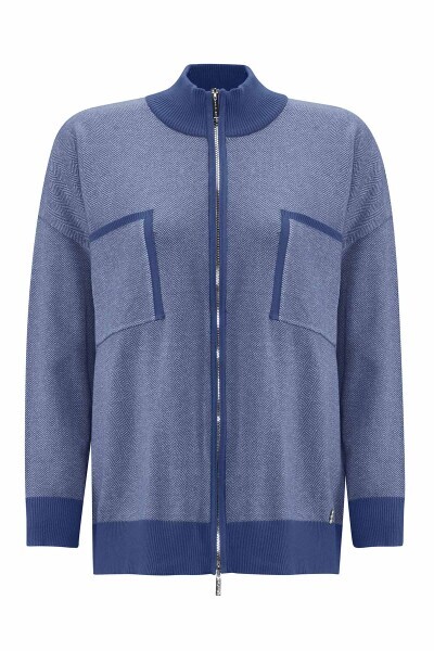 T25PF-8009 Dik Yaka Fermuarlı Cepli Triko Ceket BULLET - 9