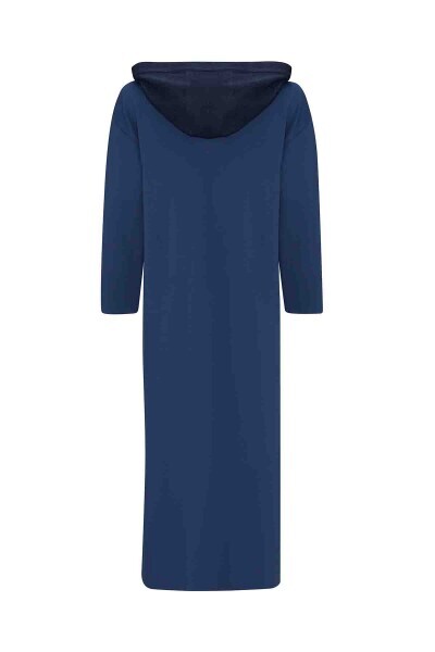 T25PF-8010 Triko Detaylı Uzun Denim Kap 1361-INDIGO - 2