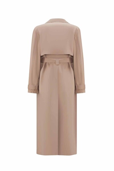 T25PF-8011 Triko Detaylı Kumaş Trençkot MİNK - 2