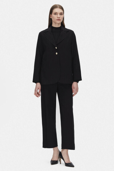 T25PF-8201 Düz Renk Kumaş Ceket BLACK - 1