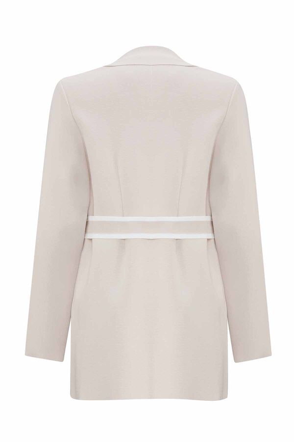 T25PF-8202 Şerit Çizgili Ceket 1021-STONE - 2