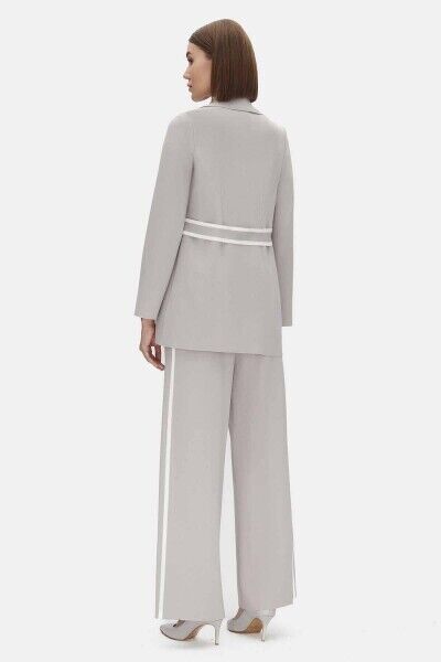 Şerit Çizgili Koyu Gri Ceket - 3