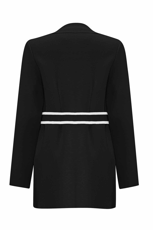 T25PF-8202 Şerit Çizgili Ceket BLACK - 2