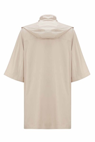 T25PF-8204 Astarı Desenli Kumaş Yağmurluk BEİGE - 2