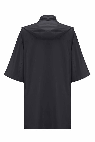 Astarı Desenli Kumaş Siyah Yağmurluk - MISS DALIDA (1)