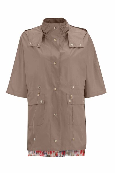 T25PF-8204 Astarı Desenli Kumaş Yağmurluk MİNK - 1